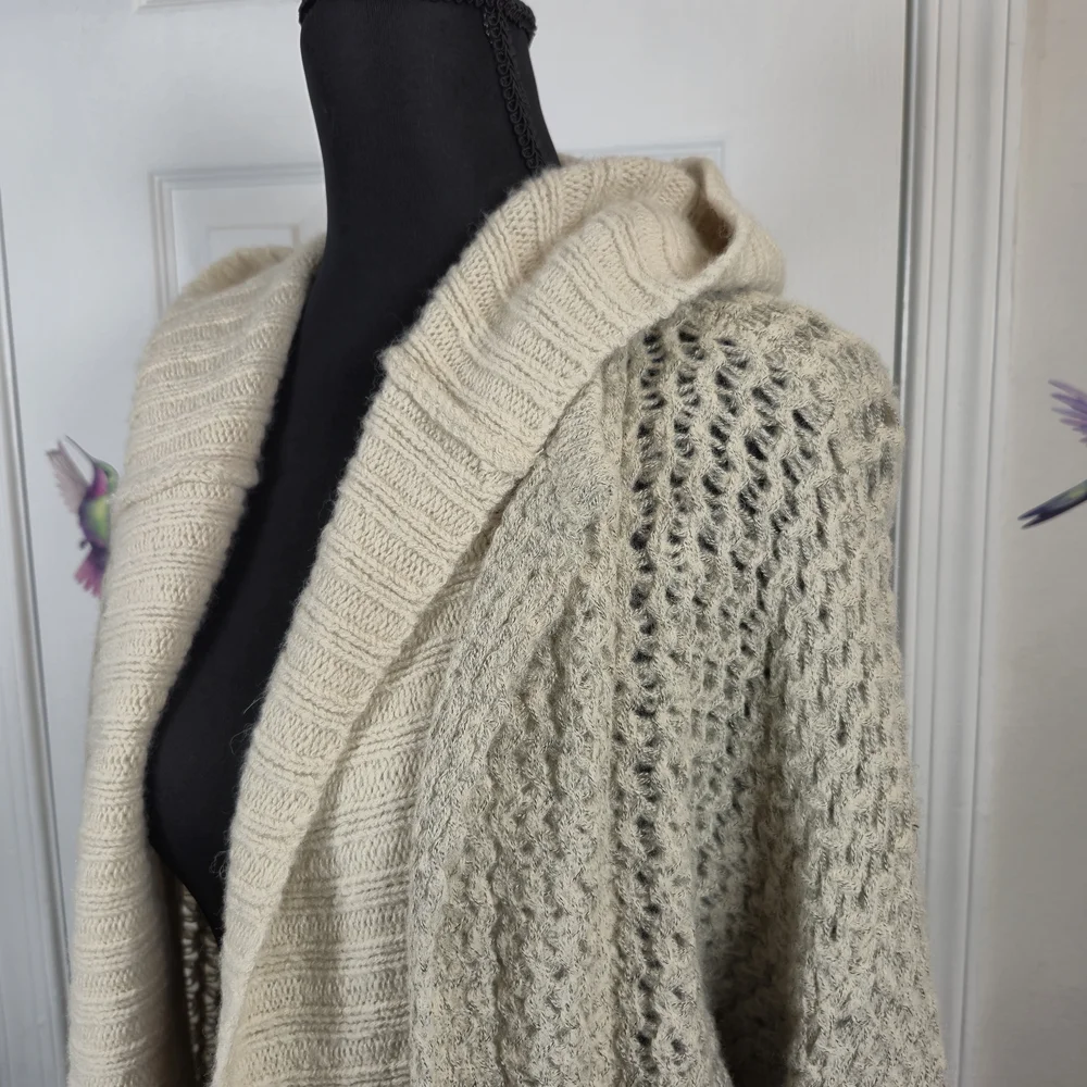 Anthro Sleeping on Snow Hooded Oversized Cardigan S Oatmeal - Picture 6 of 10